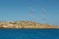 Small lagoon with cyan water in Kavo Greco area on Cyprus island Royalty Free Stock Photo