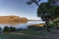 Small lagoon at the foot of the mountain ranges in the countryside of Argentina