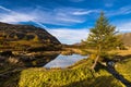 Small lake in the Alps on the Simplonpass road A9 in autumn Royalty Free Stock Photo