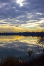 Small lake autumn rainy day Royalty Free Stock Photo