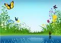 Small Lake and Butterflies Royalty Free Stock Photo