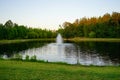 Small lake and morning fog Royalty Free Stock Photo