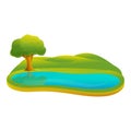 Small lake icon, cartoon style