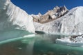 Small lake inside Baltoro glacier, K2 trek, Karakoram range, Pakistan Royalty Free Stock Photo