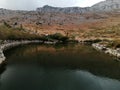 Small lake and mountains El Torcal Antequera province of Malaga, Andalusia, Spain.