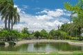 Small lake in public garden background