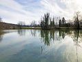 Small lake Schubelweiher or Schuebelweiher or Pond Schubelweiher, Kusnacht am Zurichsee Kuesnacht am Zuerichsee Royalty Free Stock Photo