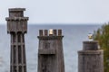 Small lantern structures in Viimsi open-air museum Royalty Free Stock Photo