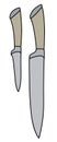 Small and large kitchen knives