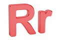 Small and large red letter R alphabet, 3D rendering Royalty Free Stock Photo