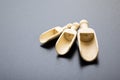 Small and large wooden spice scoops Royalty Free Stock Photo