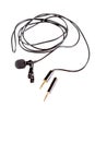 Small lavalier microphone or lapel mic with clip and adapter for computer Royalty Free Stock Photo