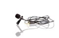 Small lavalier microphone or lapel mic with clip on white background Royalty Free Stock Photo