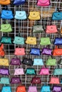 Small leather bags in bright colors