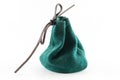 Small leather green pouch on isolated background. Royalty Free Stock Photo