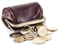 Small leather purse for coins. Royalty Free Stock Photo