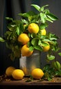 Small Lemon Tree with Citrus in a Pot AI Generated
