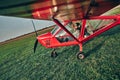 Small light airplane ready to flight on the airport field Royalty Free Stock Photo