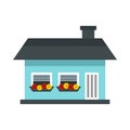 Small light blue cottage icon, flat style Royalty Free Stock Photo