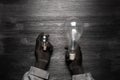 A small light bulb and powerful big lightbulb Royalty Free Stock Photo