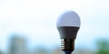 Small light bulb standing and glowing Royalty Free Stock Photo