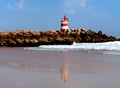 Small Lighthouse On Beach Ilha De Tavira Algarve Portugal