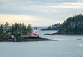 Small lighthouse on islands outside Sitka in Alaska