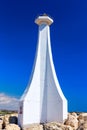 Small lighthouse in Zygi Marina. Cyprus. Royalty Free Stock Photo