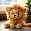 a small lion-shaped soft toy in a child\'s bedroom