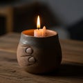 The background is softly blurred, focusing attention on the candle and Royalty Free Stock Photo