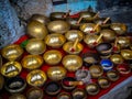 Small little bowls for hindu religion. Small bowls in local market at Delhi India
