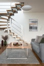 Small living room with stairs Royalty Free Stock Photo