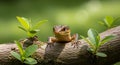 Small Lizard Perched on a Tree Branch with Green Leaves reptile animal Royalty Free Stock Photo