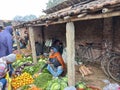 View of a rural market in Jangipur, West Bengal