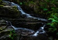 Small Long Exposured Creek With Waterfall In Mystic Forest Near Ullapool In Scotland Royalty Free Stock Photo