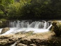 A small long waterfall. Martvili canyon,national parks of Georgia Royalty Free Stock Photo