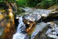 Small lovely waterfall in mountain forest