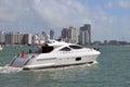 Motor Yacht and Southbeach Skyline Royalty Free Stock Photo