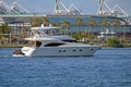 Luxury Motor Yacht Passing ByPort Miami Cruise Ship Terminals Royalty Free Stock Photo