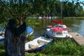 Small marina in Ruciane Nida over ÃÅ¡niardwy lake in Poland