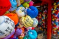 Small market with a colorful balls located in the center of Gion street of Kyoto, Japan