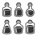 Small Medical or Parfume Jar and Bottles Icons Set. Vector Royalty Free Stock Photo