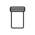 A small medical pharmacy jar with a lid for collecting tests or storing tablets, capsules, pills, a simple black and white icon Royalty Free Stock Photo