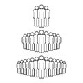 Small, medium and large group of people. Male people crowd line icon. Vector illustration