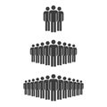 Small, medium and large group of people. Male people crowd silhouette icon. Vector illustration