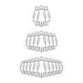 Small, medium and large group of women. Female people crowd line icon. Vector illustration Royalty Free Stock Photo