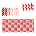 Small, medium and large human crowd. Stick figure red simple icons. Vector illustration
