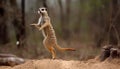 Small meerkat standing alert, watching for danger generated by AI Royalty Free Stock Photo