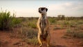 Small meerkat standing alert, watching nature beauty generated by AI Royalty Free Stock Photo