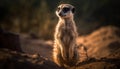 Small meerkat standing alert, watching nature beauty generated by AI Royalty Free Stock Photo